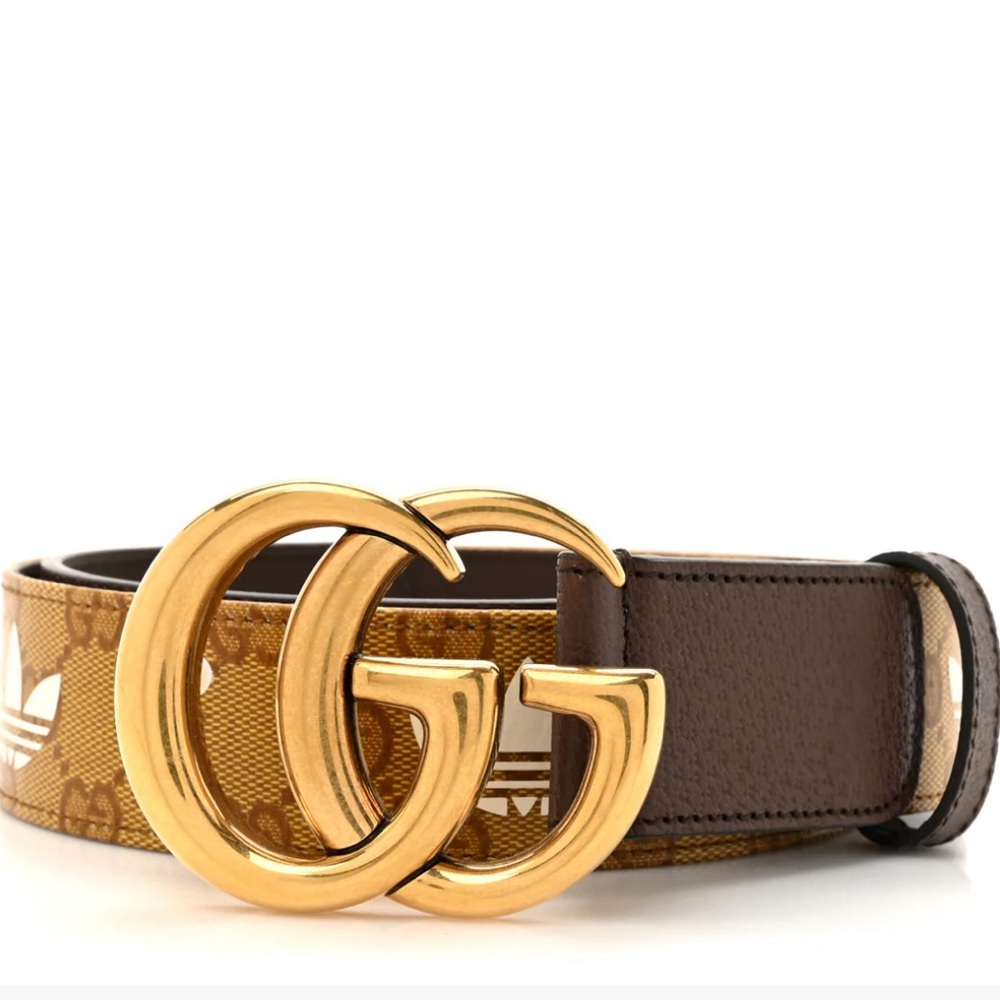 Gucci x Adidas Brown and Gold GG Belt